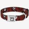 Nightmare Before Christmas Jack Poses Bats Red Stripe Seatbelt Buckle Dog Collar -Out Decor Home Shop 12569873 hi