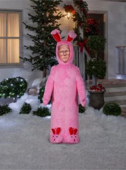 A Christmas Story Photorealistic Ralphie With Pink Fuzzy Bunny Suit Airblown