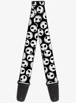 The Nightmare Before Christmas Jack Expressions Scattered Black Guitar Strap