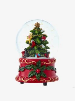 Kurt Adler Musical Christmas Tree In Holly Snow Globe