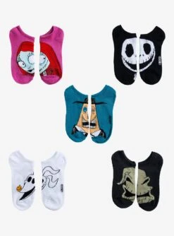 The Nightmare Before Christmas Profile No-Show Socks 5 Pair